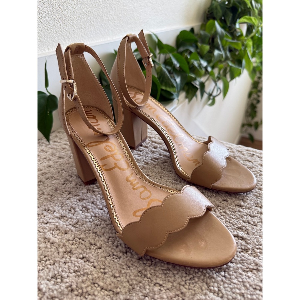 Sam Edelman Odila Heeled Sandals Women 7.5 Scalloped Ankle Strap Leather - Picture 3 of 10